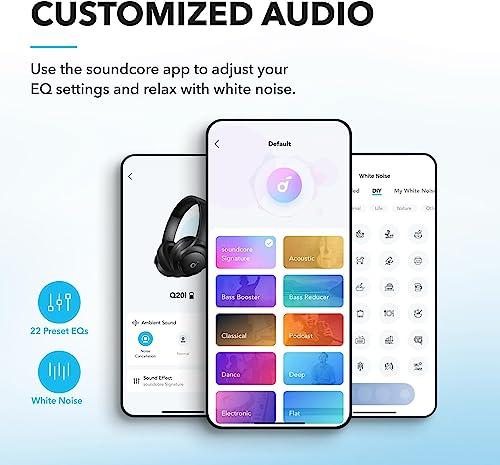 Soundcore by Anker Q20i Hybrid Active Noise Cancelling Headphones, Wireless Over-Ear Bluetooth, 40H Long ANC Playtime, Hi-Res Audio, Big Bass, Customize via an App, Transparency Mo thumbnail 4