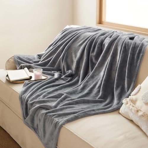 Bedsure GentleSoft Fleece Throw Blanket for Couch Grey - Lightweight Plush Fuzzy Cozy Soft Spring Blankets and Throws for Sofa, 50x60 inches thumbnail 5