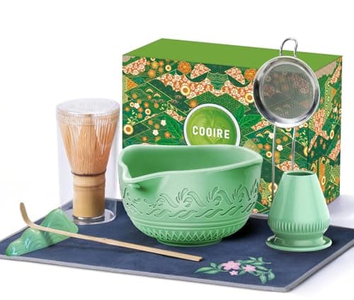 Set Completo de Matcha de Cerámica (8 Pzas): Batidor de Bambú y Tazón de 510ml