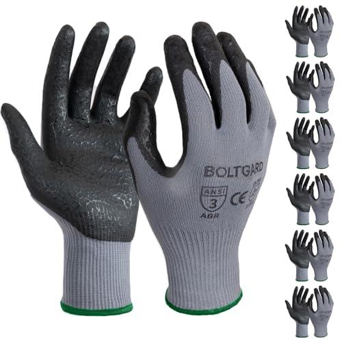 Guantes de Trabajo BOLTGARD Pro para Hombre, Agarre Nitrilo Ondulado y Táctil (6 Pares, Talla M)
