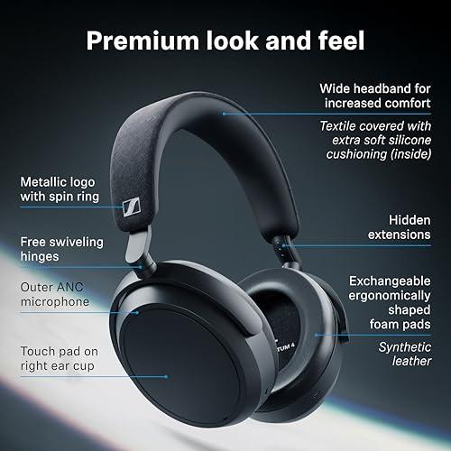 Sennheiser MOMENTUM 4 Wireless Noise Cancelling Headphones - Bluetooth Headset for Crystal-Clear Calls, Adaptive Noise Cancellation, Over-Ear Headphones, 60h Battery Life, Folding  thumbnail 9