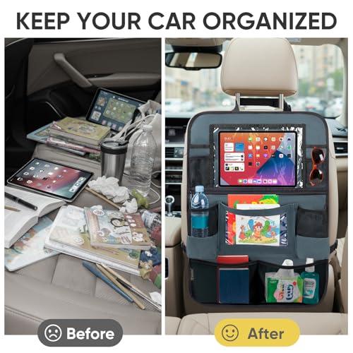 BALEINE Backseat Car Organizer, Back Seat Car Organizers and Storage, Kick Mats Back Seat Protector, Travel Accessories for Most Automotive (1 Pack, Gray) thumbnail 8