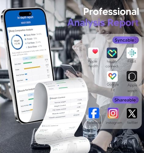 GE Smart Scale for Body Weight: 8-Electrode Digital Bathroom Scale for Weight Fat BMI Muscle Mass Full Body Composition Analyzer 50 Measurements Bluetooth Highly Accurate Weighing  thumbnail 6