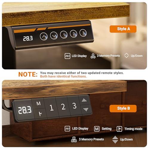 Claiks Electric Standing Desk, Adjustable Height Stand up Desk, 24x48 Inches Sit Stand Home Office Desk with Splice Board, Black Frame/Rustic Brown Top