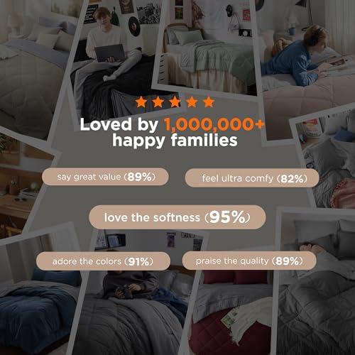 Set de Edredón Queen Bedsure 7 Piezas Reversible Gris - Cama en una Bolsa