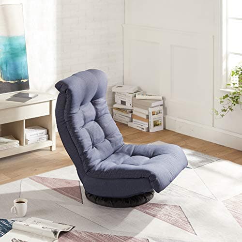 Miniatura de Amazon Basics Swivel Foam Lounge Chair with Headrest, Floor-Compatible, Adjustable, Gaming, 26.3D x 23.5W x 13.7H in, Denim Blue 2