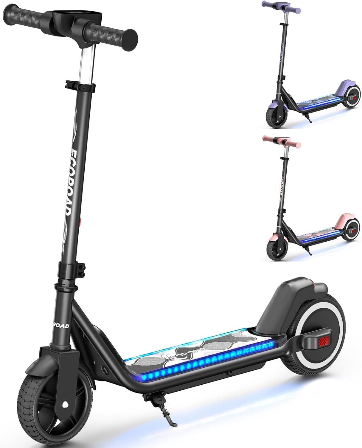 ECOROAD EK6 Kids Electric Scooter for 6-12, 3/6/10mph Speeds for Ultimate Comfort, Adjustable Height Electric Scooter