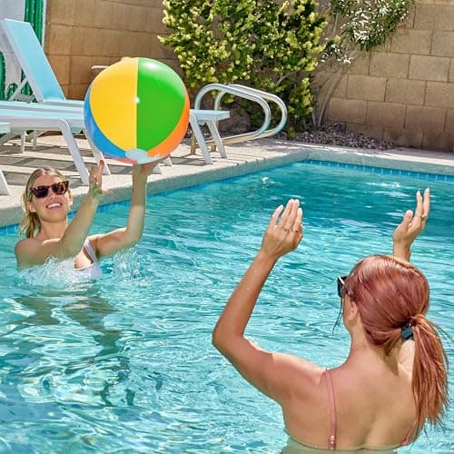 JOYIN 4-Pack 20" Beach Balls - Large Rainbow Beach Ball Inflatable Pool Toys for Party Supplies Decorations, Adults Kids Birthday Luau Summer Beach Water Games Beachball Party Favo thumbnail 2