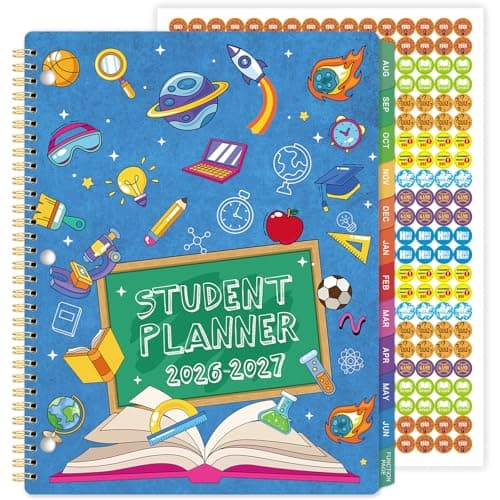 Agenda Escolar 2026-2027 con Pestañas y 3 Perforaciones