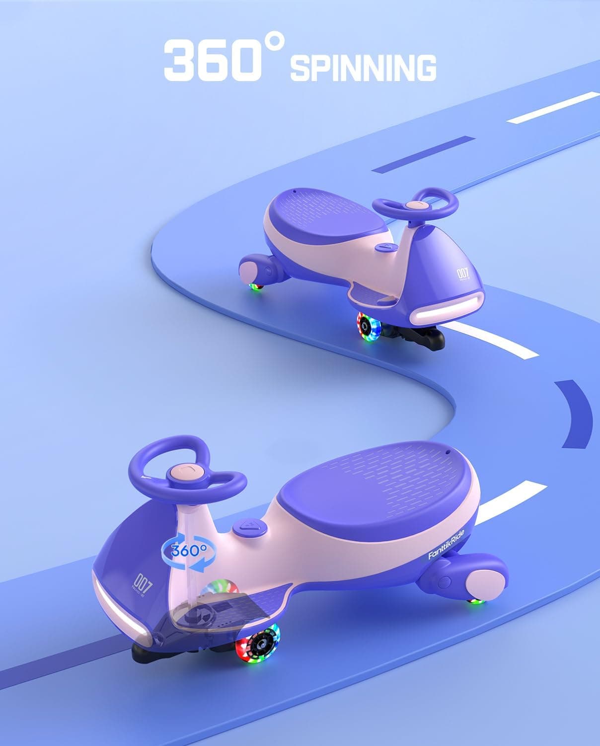 Miniatura de FanttikRide N7 Pro Electric Wiggle Car with Pedal, Rechargeable Battery, CyberWiggle, 2 in 1 Swing Car, 2 Speeds Max 4 Mph 5