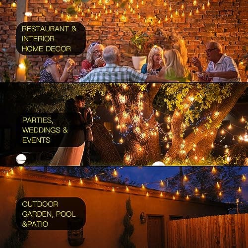 OHLUX Bistro String Lights Outdoor, 60FT Deck Lights with 32 Shatterproof ST38 Vintage Edison Bulbs, 2200K Warm Dimmable Connectable LED Light String for Outside Porch Yard Gazebos Balcony Garden thumbnail 7