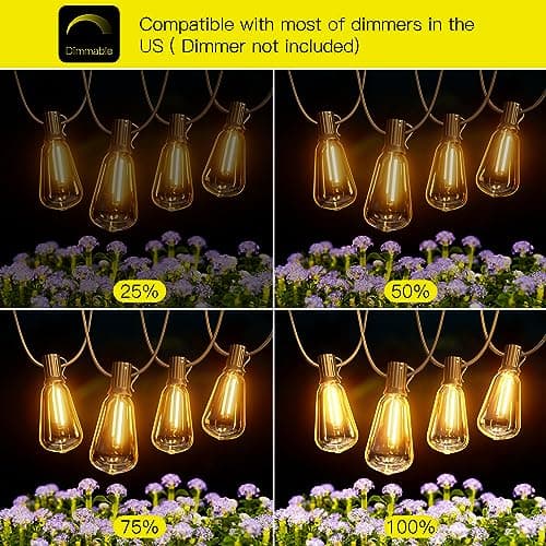 OHLUX Bistro String Lights Outdoor, 60FT Deck Lights with 32 Shatterproof ST38 Vintage Edison Bulbs, 2200K Warm Dimmable Connectable LED Light String for Outside Porch Yard Gazebos Balcony Garden thumbnail 4