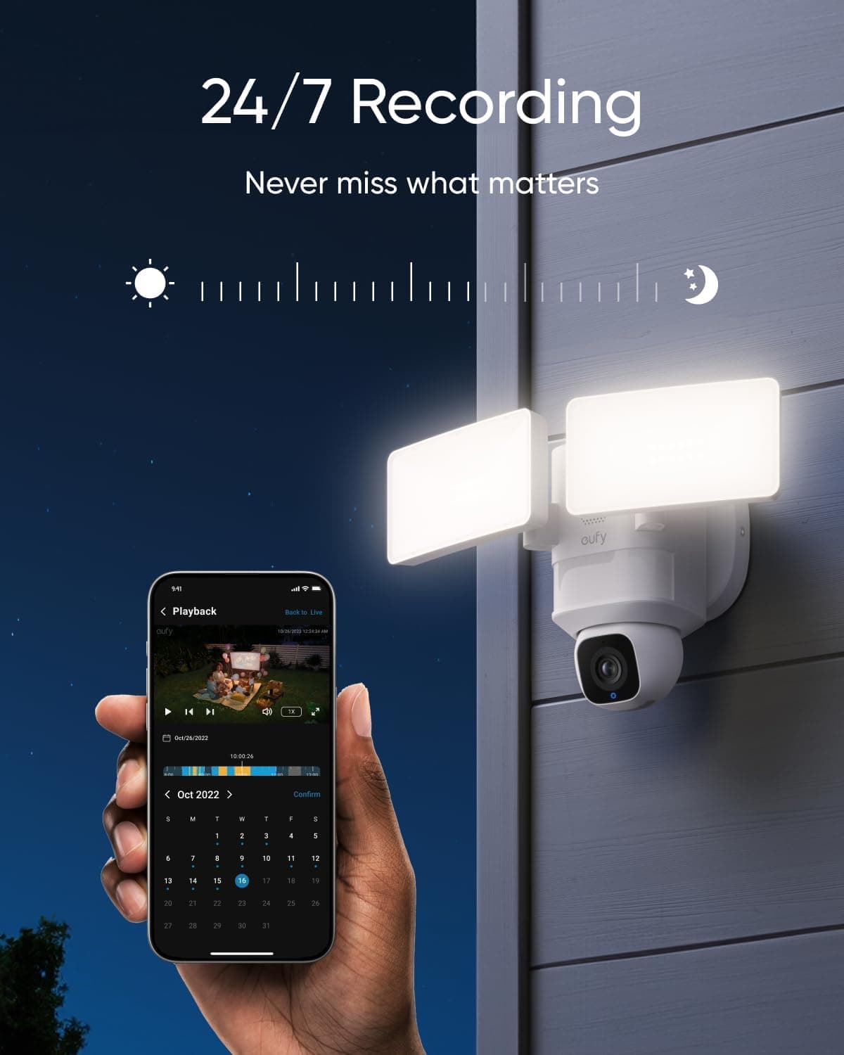 eufy Security Floodlight Camera E30, Security Camera Outdoor, 360° Pan and Tilt, AI Detection and Tracking, 2K Video, 2.4GHz Wi-Fi, 2,000 Lumens