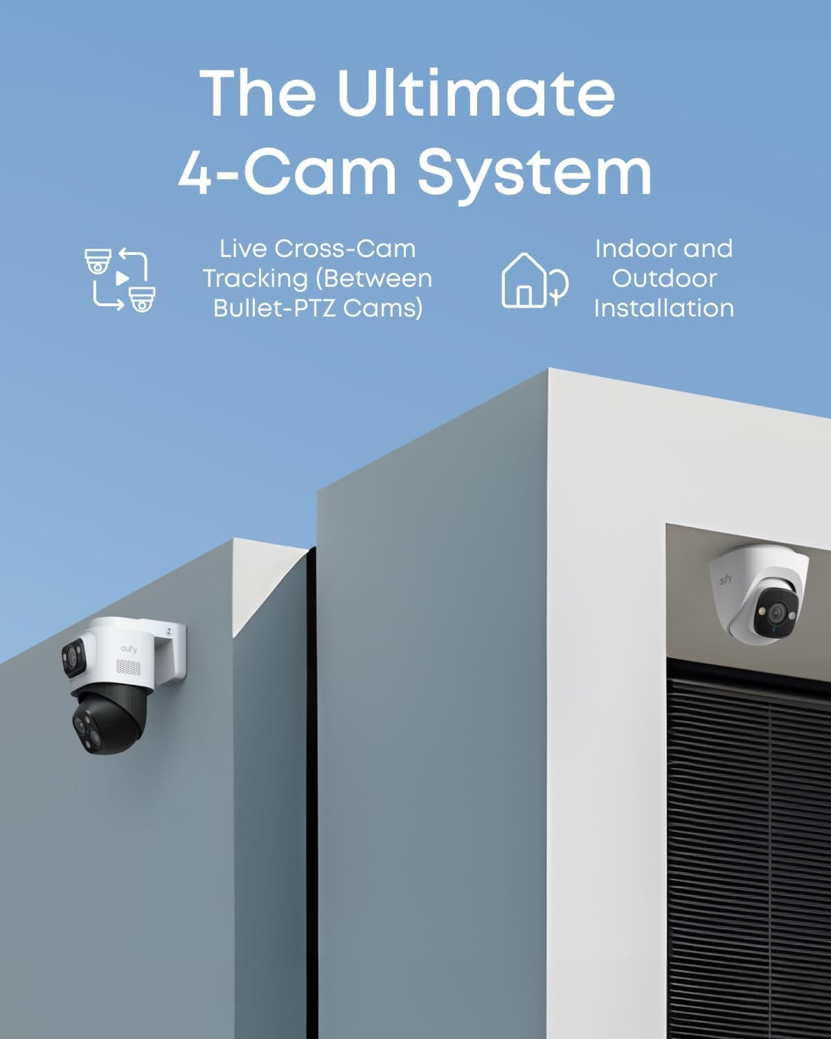 eufy PoE NVR Security Camera System S4, Power Over Ethernet, Wired, 24/7 Recording,Up to 16CH, 2TB HDD, 2 Bullet-PTZ Cams, 2 Turret Cams, 360° PTZ