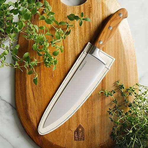 Cuchillo de Chef Bloomhouse: ¡2 Veces Favorito de Oprah! Hoja Alemana y Mango de Olivo Italiano