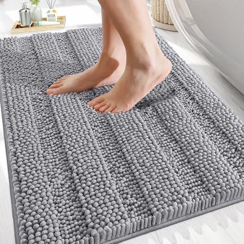 OLANLY Thick Bathroom Rugs 30x20, Extra Soft Absorbent Chenille Striped Bath Rugs, Rubber Backing, Machine Wash Dry, Bath Mats for Bathroom Floor, Tub and Shower, Home Decor Access