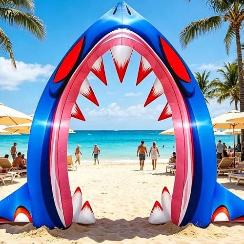 Arco Inflable de Tiburón para Halloween de 3 Metros con Luces LED