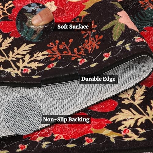 ROTTOGOON Hallway Runner Rug 2'x6' Washable Soft Floral Rug with Rubber Backing Stain Resistant Non-Slip Bohemian Runner Rugs for Hallway Entryway Laundry Room Kitchen Bathroom