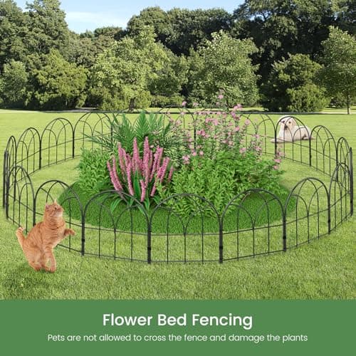 Youpehom Small 12.55"*16.53" Decorative Garden Fencing Border, No Dig Fences Barrier, Black Metal Fence, Garden Edging Fence Panel, Dog Fence Outdoor for Yard, Flower Bed (6 pcs) thumbnail 5