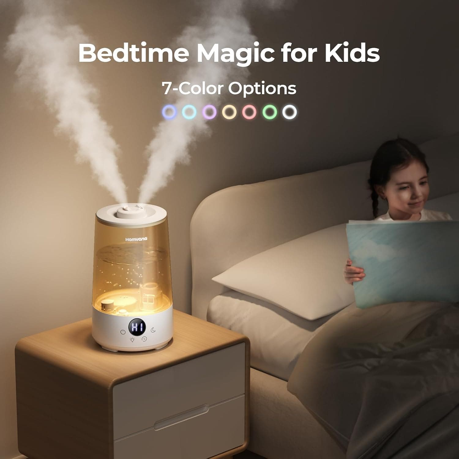 Homvana Humidifiers for Bedroom Home, 3.6 L Cool Mist Top-Fill 34H Super Long Time, Quiet 23dB, Baby Humidifier, Oil Diffuser thumbnail 6