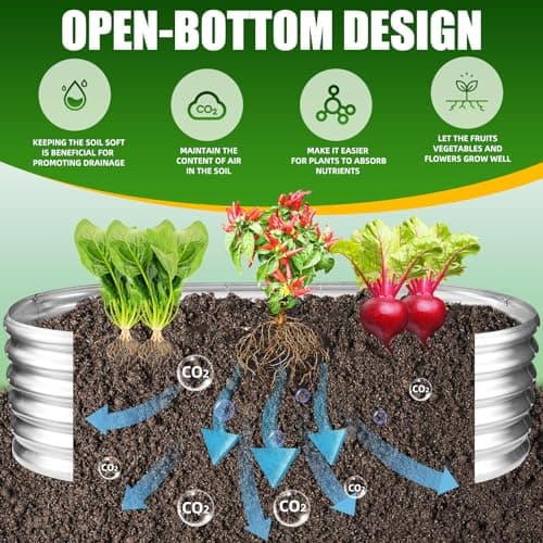 Cama de cultivo elevada ovalada de metal TBMLC 17", 152x61x43 cm