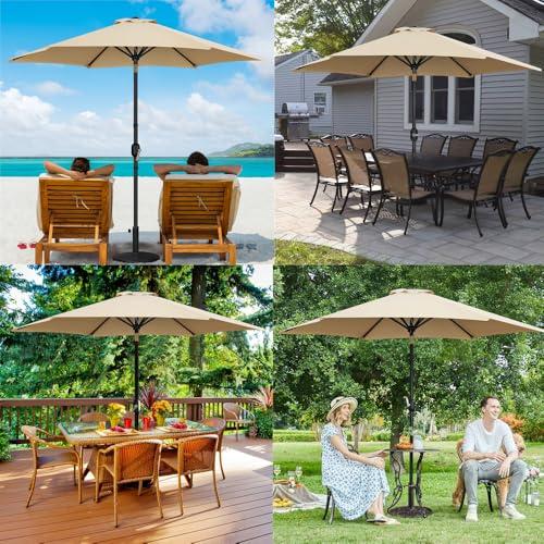 Yaheetech 9FT Patio Umbrella Outdoor with Heavy Duty Base Included,Table Umbrella with Push Button Tilt and Crank, UV Protection Waterproof for Yard/Outdoor/Wedding Parties and Eve thumbnail 2
