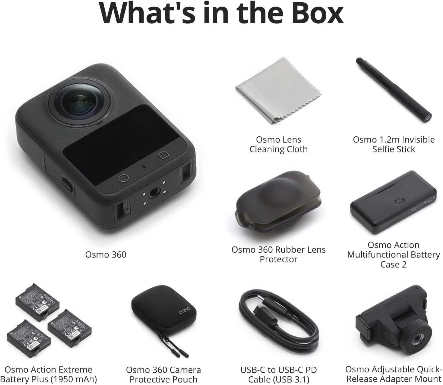 DJI Osmo 360 Camera Adventure Combo, Waterproof 8K 360° Action Camera with 1-Inch 360° Imaging, Extended Battery Life with 3 Batteries