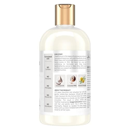 Miniatura de SheaMoisture Daily Hydration Shampoo for All Hair Types 100% Virgin Coconut Oil Sulfate-Free, 13 Oz 2