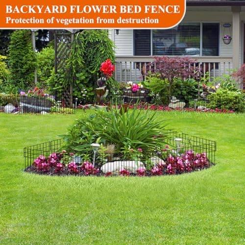 Garden Border Edging Fences, 12.32"*16.81" Decorative Fence Panel, Small Garden Fence Animal Barrier, No Dig Fences Barrier, Square 6 Pcs Black Metal Fencing, Dog Fencing Blocker f thumbnail 5