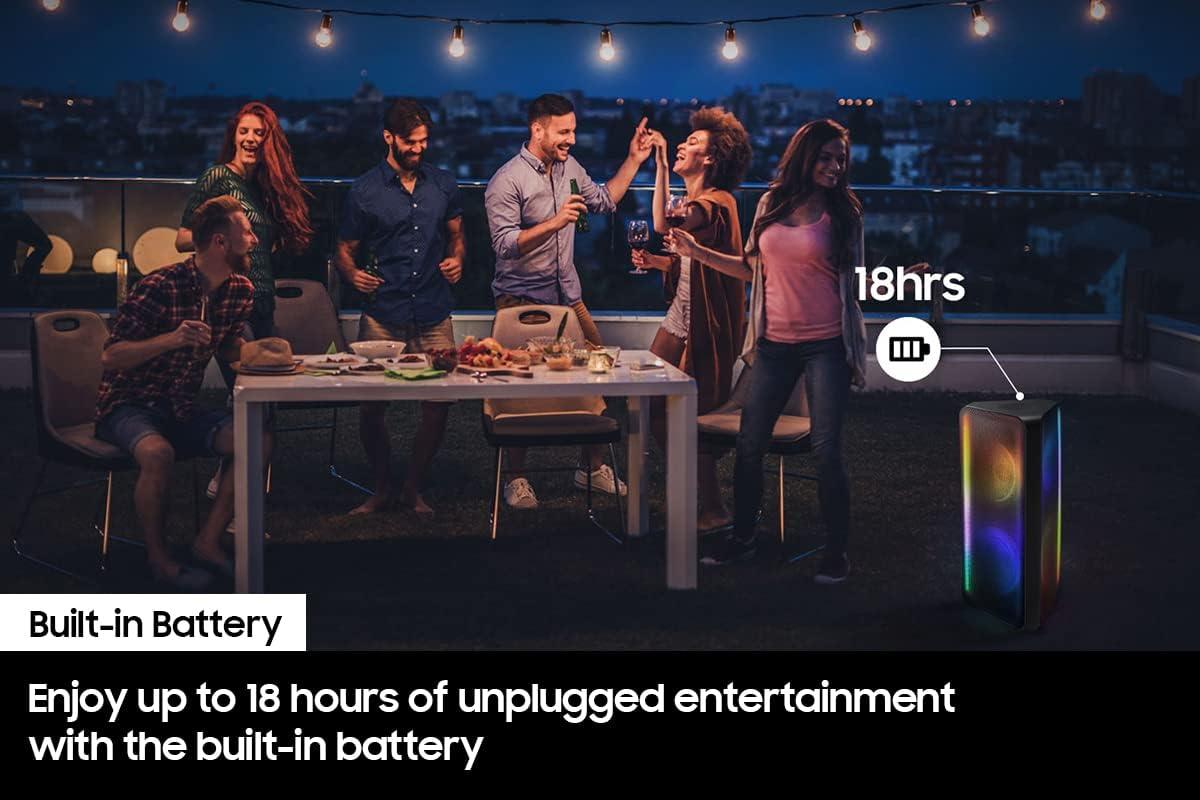 SAMSUNG MX-ST50B Sound Tower High Power Audio, 240W Floor Standing Speaker, Bi-Directional Sound, Built-In Battery, IPX5 Water Resistant, Party Light