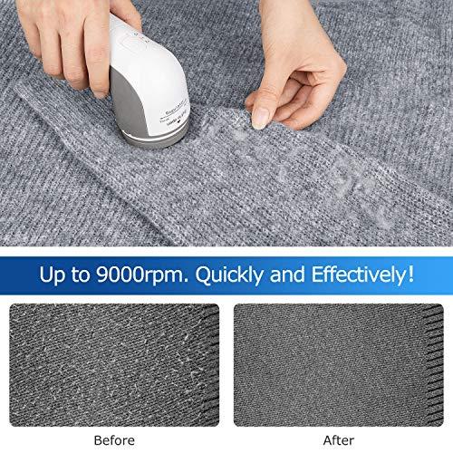 BEAUTURAL Fabric Shaver and Lint Remover, Sweater Defuzzer with 2-Speeds, 2 Replaceable Stainless Steel Blades, Battery Operated, Remove Clothes Fuzz, Lint Balls, Pills, Bobbles Gr thumbnail 3