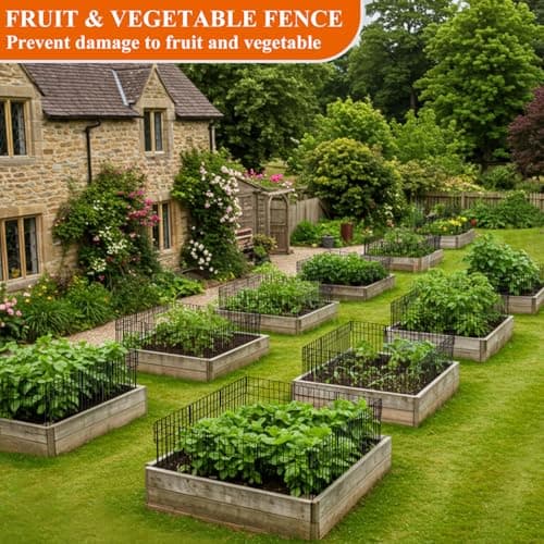 Garden Border Edging Fences, 12.32"*16.81" Decorative Fence Panel, Small Garden Fence Animal Barrier, No Dig Fences Barrier, Square 6 Pcs Black Metal Fencing, Dog Fencing Blocker f thumbnail 9