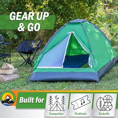 2 Person Camping Tent with Rain Fly and Carrying Bag - Lightweight Outdoor Tent for Backpacking, Hiking, or Beach Use by Wakeman Outdoors (Green) thumbnail 7