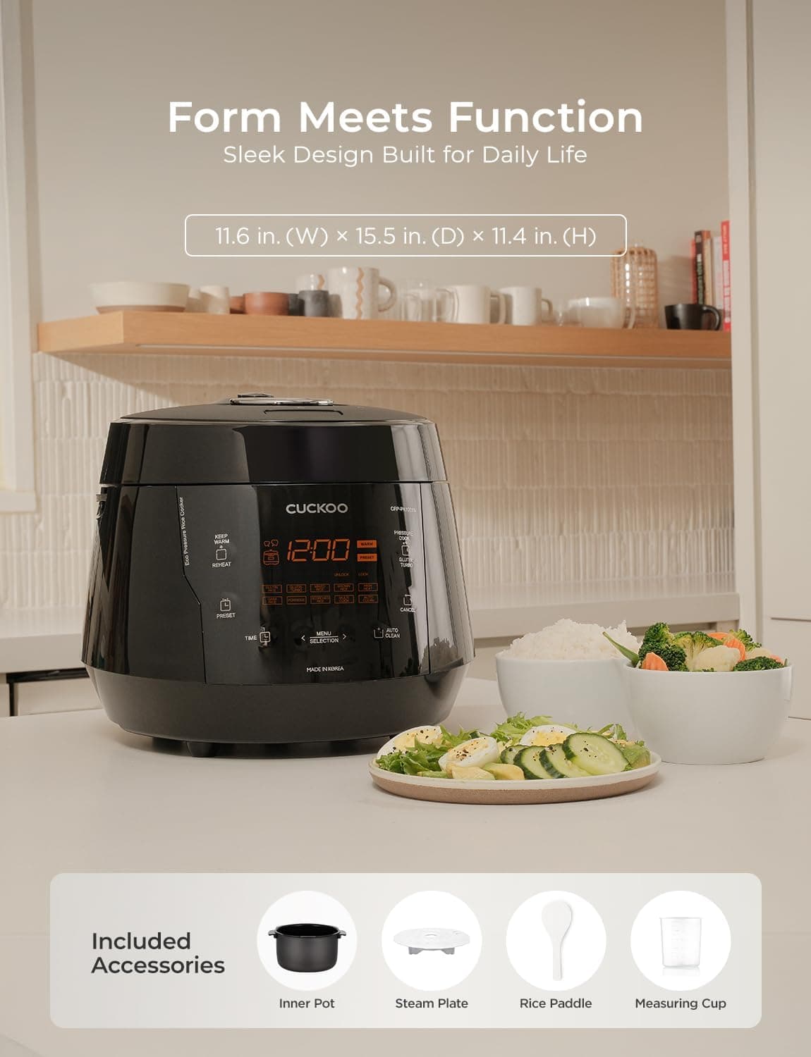 CUCKOO High Pressure Rice Cooker 10-Cup Uncooked / 20-Cup Cooked with Nonstick Inner Pot, Large Rice Maker with 13 Menu Options and Steam Plate