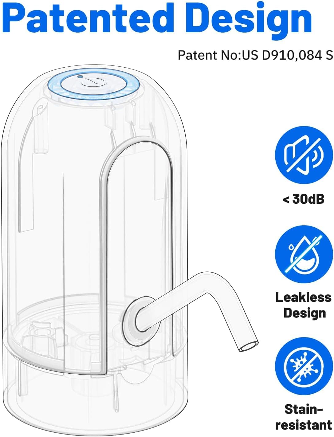 Miniatura de Myvision Water Dispenser for 5 Gallon Bottle, Portable USB Charging Electric Water Pump, Drinking Water Jug Pump 2