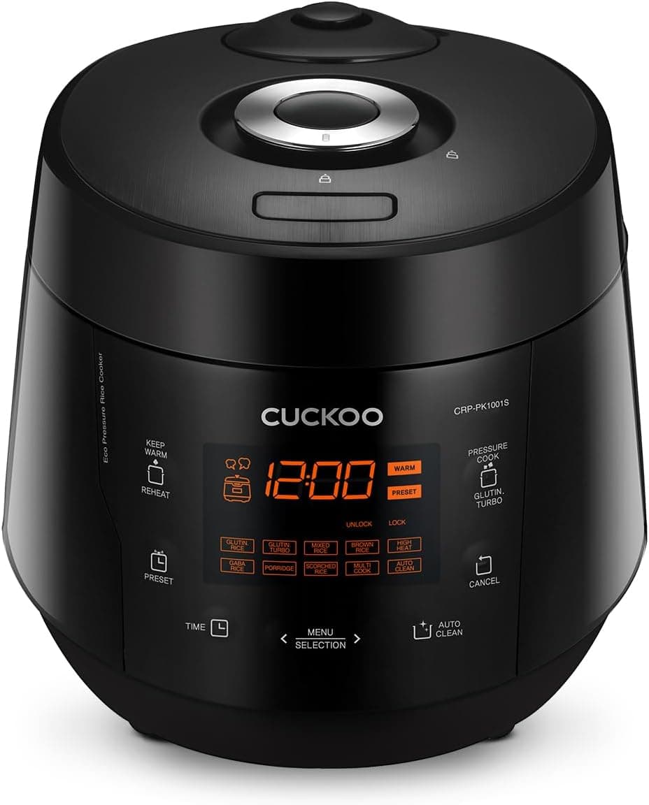 CUCKOO High Pressure Rice Cooker 10-Cup Uncooked / 20-Cup Cooked with Nonstick Inner Pot, Large Rice Maker with 13 Menu Options and Steam Plate