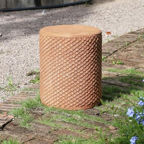 Miniatura de Christopher Knight Home Nataly 17.25" H Small Outdoor Side Table, Cylinder Shaped Carved Garden Stool, Lightweight Concrete End Table, Patio Decorative Home Stool for Balcony Pools 7