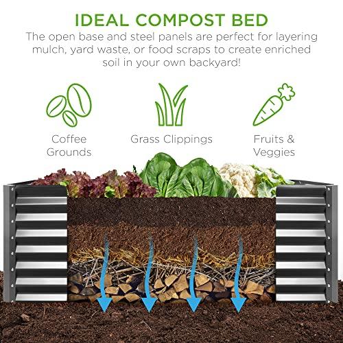 Best Choice Products 8x4x2ft Outdoor Metal Raised Garden Bed, Deep Root Planter Box for Vegetables, Herbs & Flowers, 478-Gallon Capacity, 100% Non Toxic Materials - Gray thumbnail 4