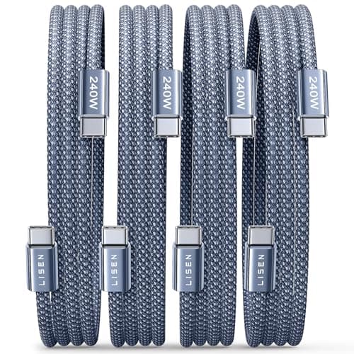 LISEN USB C to USB C Cable, 240W C to C Cable Fast Charging [6.6ft, 4 Pack] Type C Charger Fast Charging USBC to USBC Cable for iPhone 17 16 15 Pro Max iPad MacBook Pro Air M5 Sams