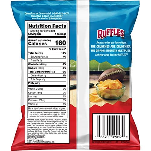 Ruffles Potato Chips, Cheddar Sour Cream, 1oz (40 Count) thumbnail 2