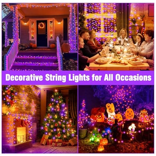 Nisocy 100FT Purple Orange Halloween String Lights