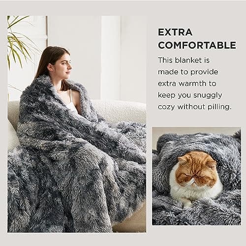 Bedsure GentleSoft Fluffy Fuzzy Faux Fur Throw Blanket for Couch, Soft Sherpa Fleece Cozy Gifts for Women, Plush Bed Blanket Room Decor for Men, Thick Warm Teen Gifts Winter Beddin thumbnail 3