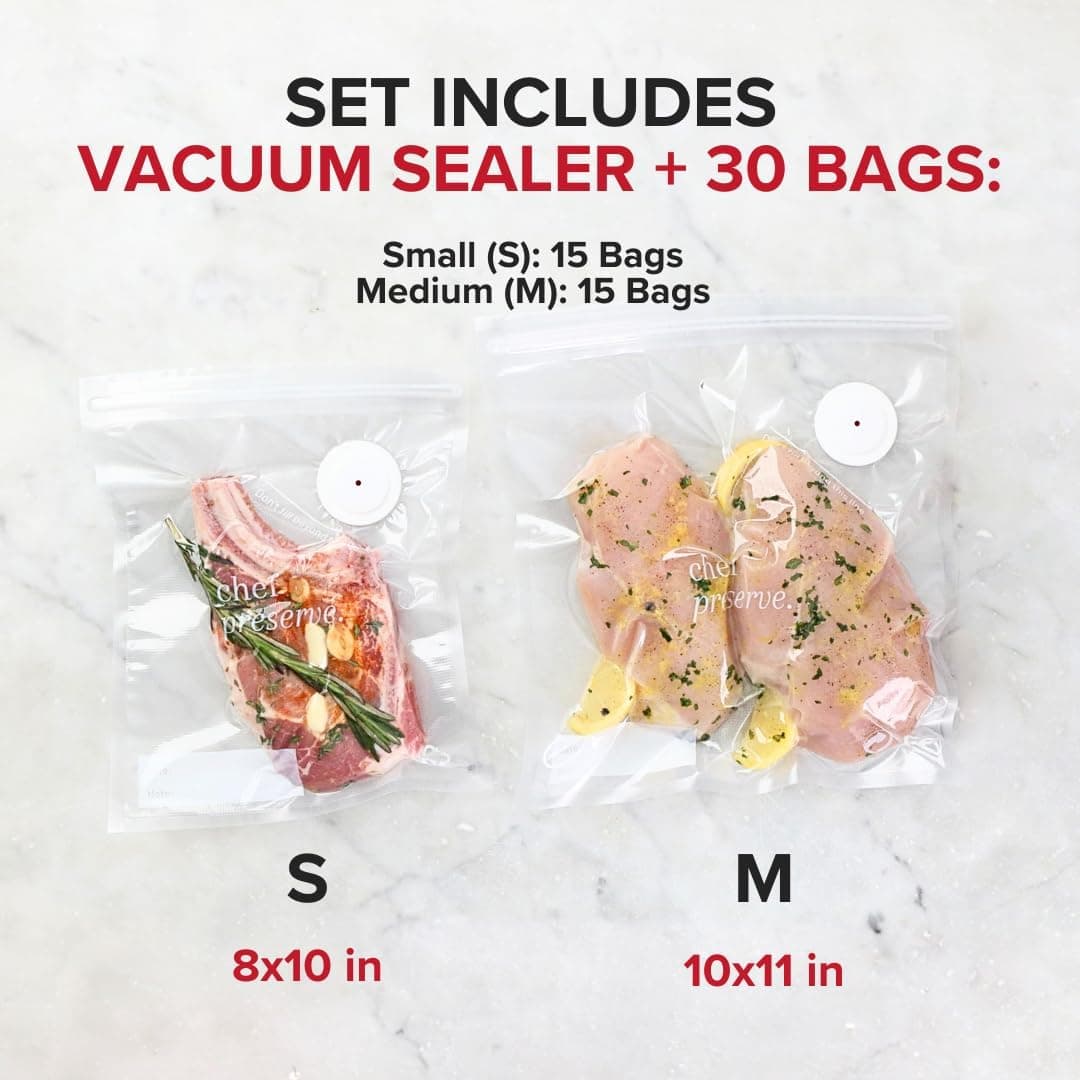 Miniatura de Chef Preserve Compact Vacuum Sealer for Food (Vacuum Sealer Machine + 30 Reusable Vacuum Bags) 4