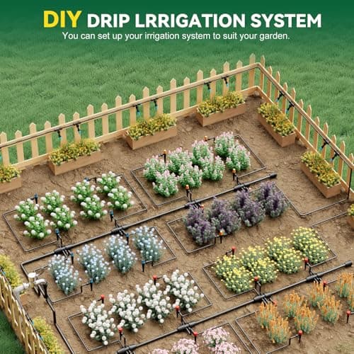 Drip Irrigation System for Garden, 2026-Upgraded Quick Connect Garden Watering Kit All-in-One with 1/2 inch 1/4 inch Irrigation Tubing for Garden, Lawn, Greenhouse, Raised Beds (12 thumbnail 4