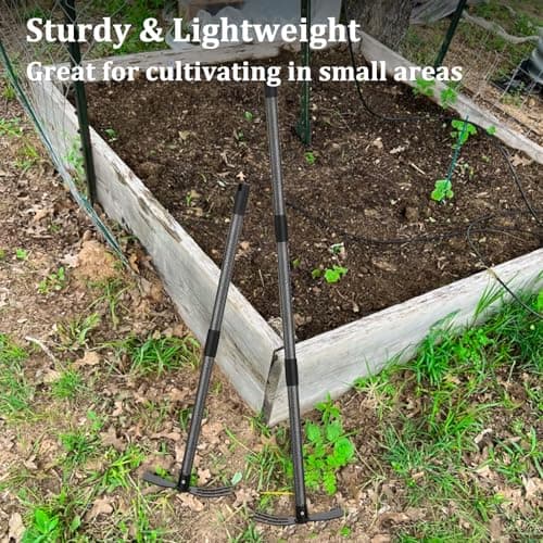 60” Garden Hoe 2-in-1 Heavy Duty Cultivator Tool for Weeding Soil Loosening