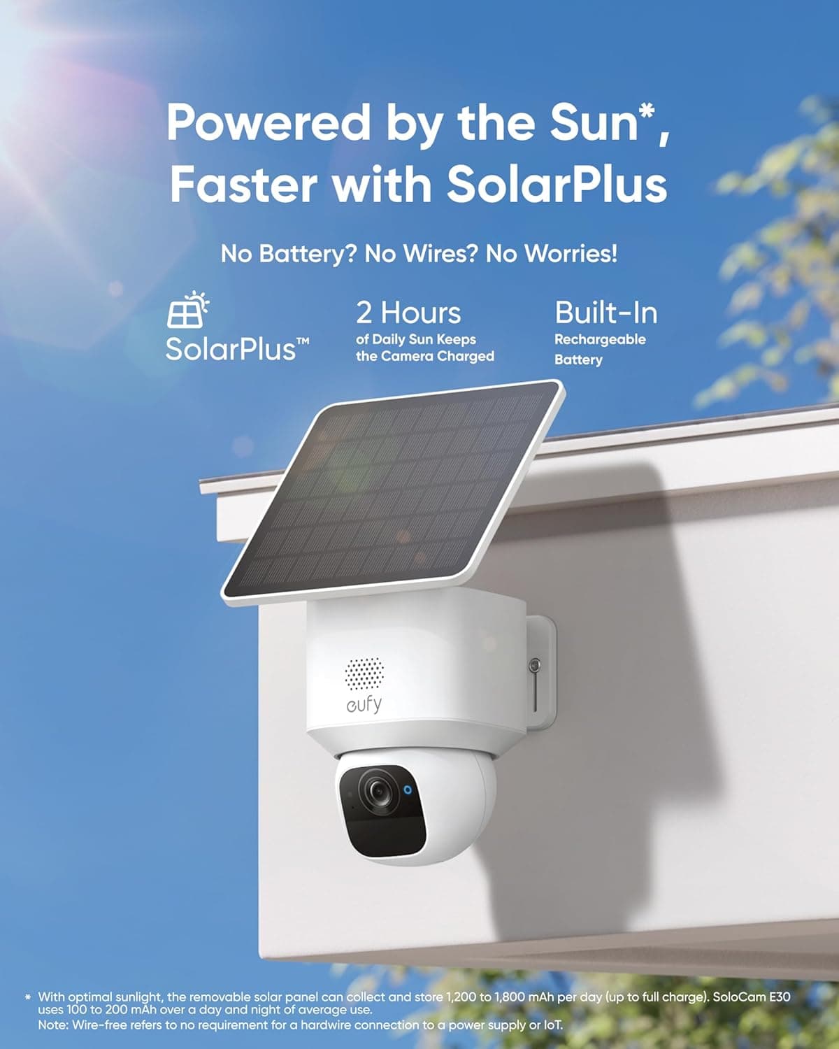 eufy Security SoloCam E30, Security Cameras Wireless Outdoor, Solar Camera Outdoor Wireless, 360° Pan, AI Tracking