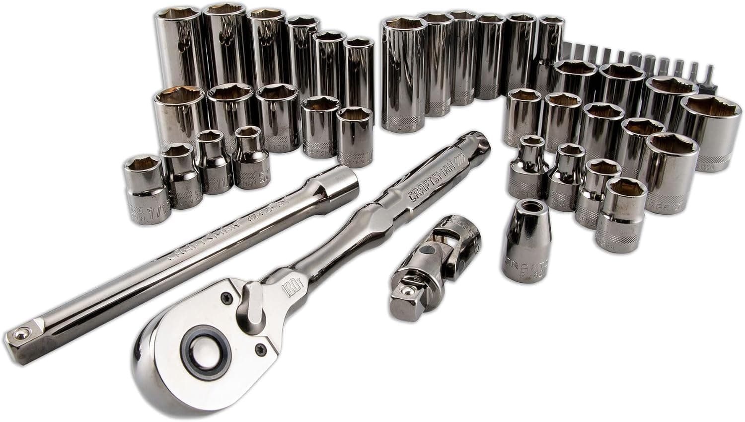 Miniatura de CRAFTSMAN OVERDRIVE 49-Piece Gunmetal Chrome Mechanics Tool Set, Standard SAE/Metric Socket Set, with Hard Case 3