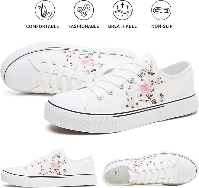 Miniatura de hash bubbie White Sneakers for Women Low Top Canvas Shoes Womens Canvas Sneakers 5