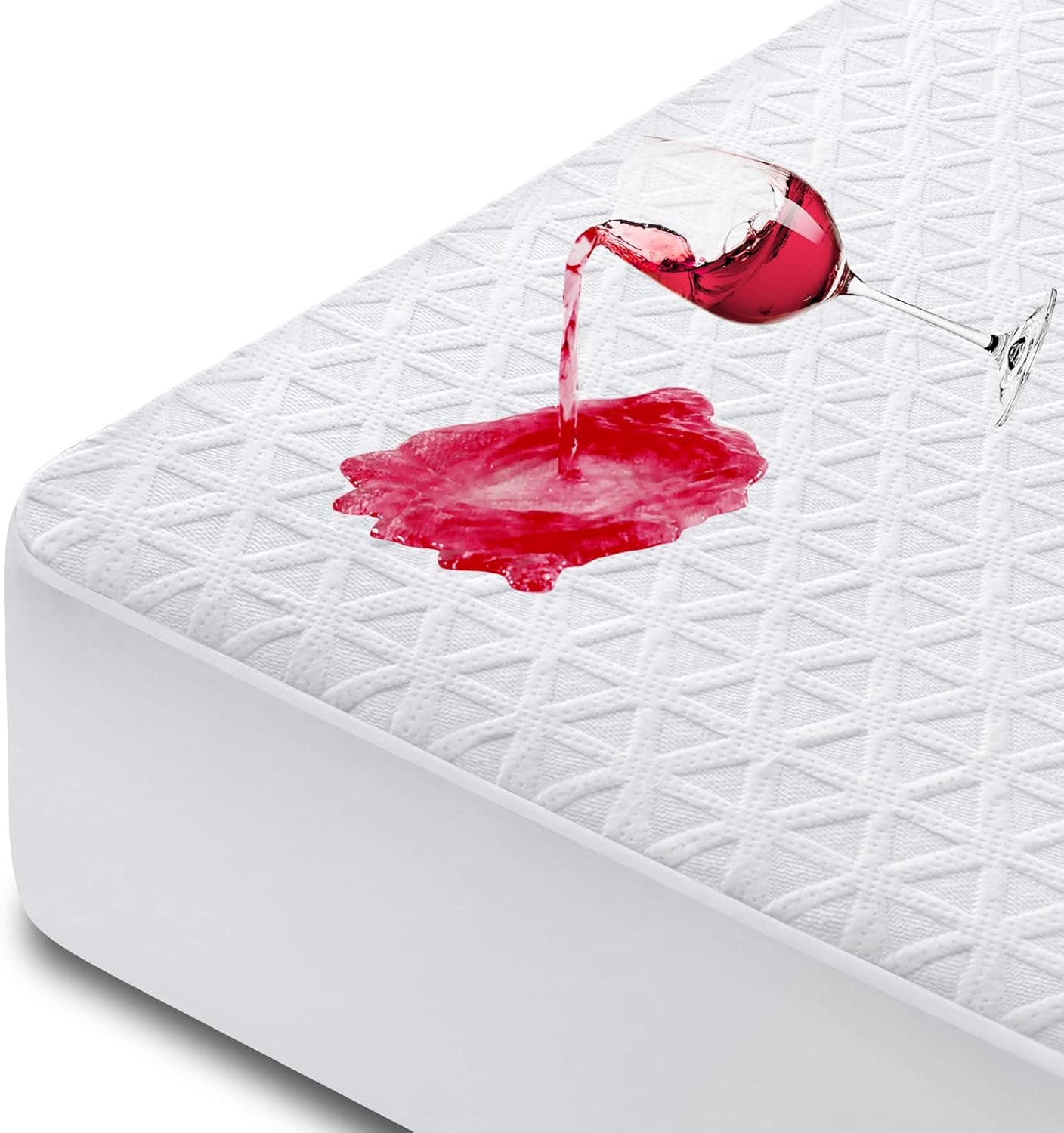 Premium Waterproof Mattress Protector King Size, Breathable Bed Cover 3D Air Fabric Cooling Mattress Pad Cover Smooth Soft Noiseless Washable