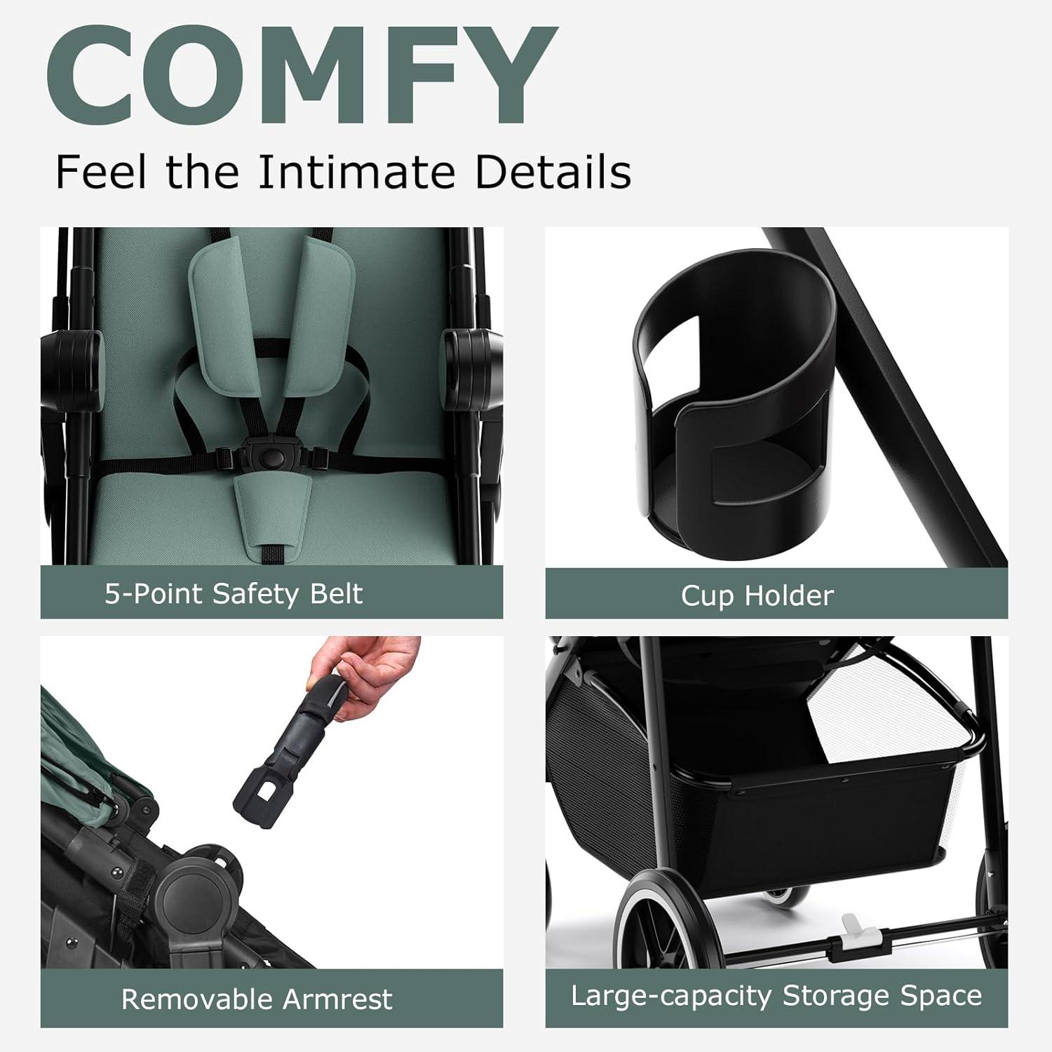 INFANS 2 in 1 Baby Stroller, High Landscape Infant Stroller & Reversible Bassinet Pram, Foldable Pushchair with Adjustable Canopy